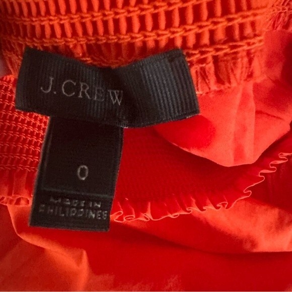 J. Crew Off The Shoulder Orange Cotton Babydoll Smocked Dress Size 0 - Picture 5 of 7